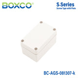 Boxco S-Series 3.15 x 5.12 x 2.76 Inches(80 x 130 x 70mm) Plastic Enclosure, IP67, IK08, ABS, Grey Cover, Screw Type