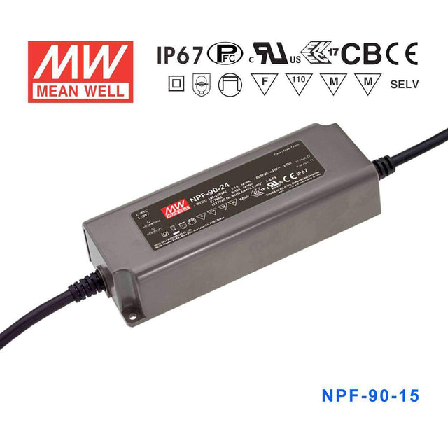 Mean Well NPF-90-15 Power Supply 90W 15V 6A