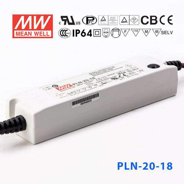 Mean Well PLN-20-18 Power Supply 20W 18V - IP64