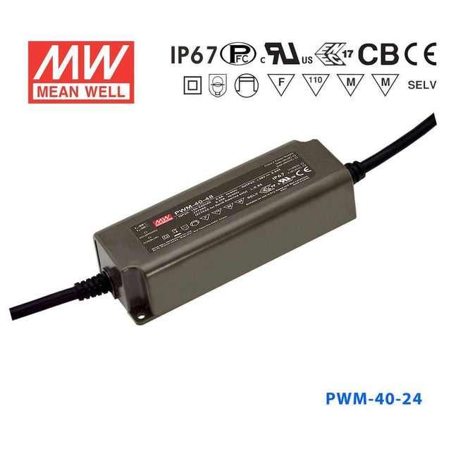 Mean Well PWM-40-24 Power Supply 40W 24V - Dimmable