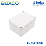 Boxco S-Series 5.91 x 7.87 x 3.94 Inches(150x200x100mm) Plastic Enclosure, IP67, IK08, ABS, Grey Cover, Screw Type