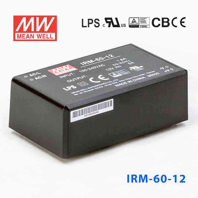Mean Well IRM-60-12 Switching Power Supply 60W 12V 5A - Encapsulated