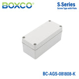 Boxco S-Series 3.15 x 7.09 x 3.35 Inches(80 x 180 x 85mm) Plastic Enclosure, IP67, IK08, ABS, Grey Cover, Screw Type