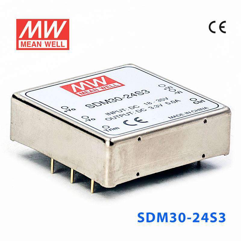 Mean Well SDM30-24S3 DC-DC Converter - 16.5W - 18~36V in 3.3V out