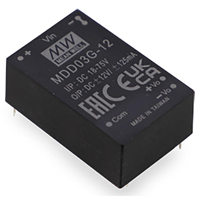 Mean Well MDD03G-15 Medical Grade DC/DC Converter 3W - 18-75V input, 15 and -15V output