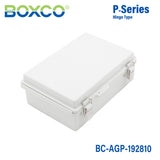 Boxco P-Series 7.48 x 11.02 x 3.94 Inches(190 x 280 x 100mm) Plastic Enclosure, IP67, IK08, ABS, Grey Cover, Molded Hinge and Latch Type