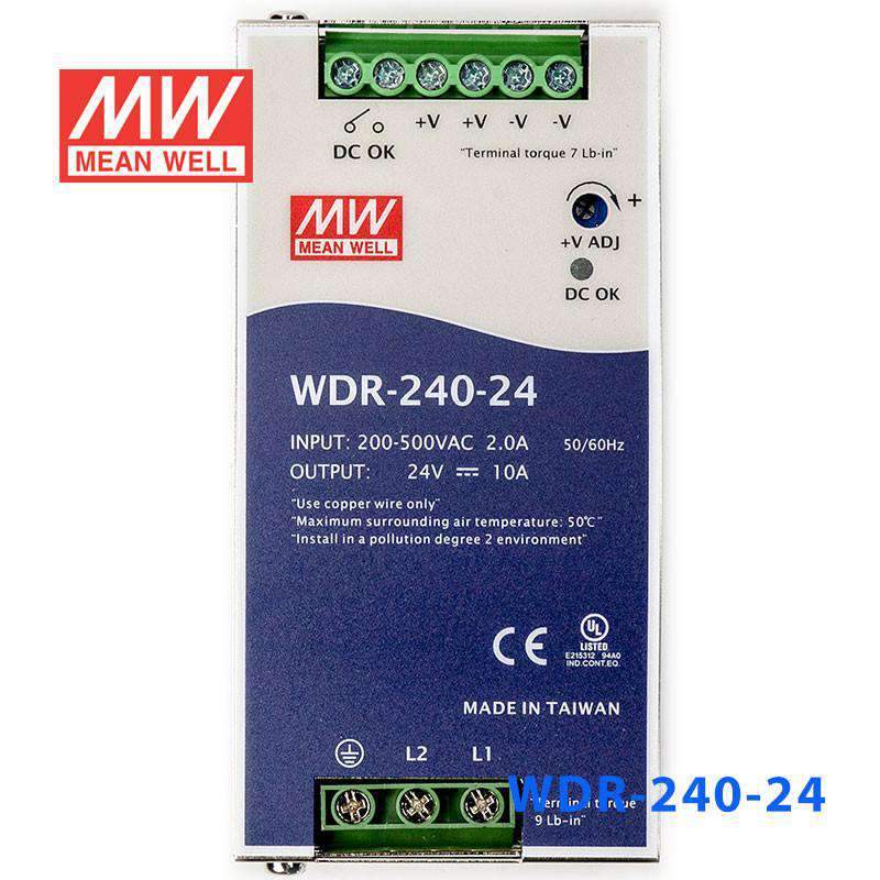 Mean Well WDR-240-24 Single Output Industrial Power Supply 240W 24V - DIN Rail - PHOTO 2