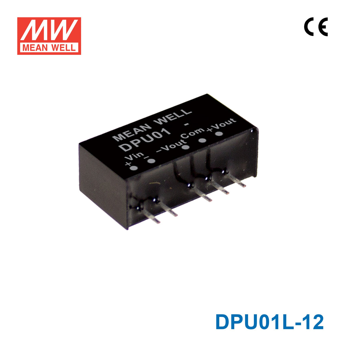 Mean Well DPU01L-12 DC-DC Converter - 1W - 4.4~5.5V in ±12V out 42mA