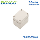 Boxco S-Series 1.97 x 2.56 x 2.17 Inches(50x65x55mm) Plastic Enclosure, IP67, IK08, PC, Grey Cover, Screw Type