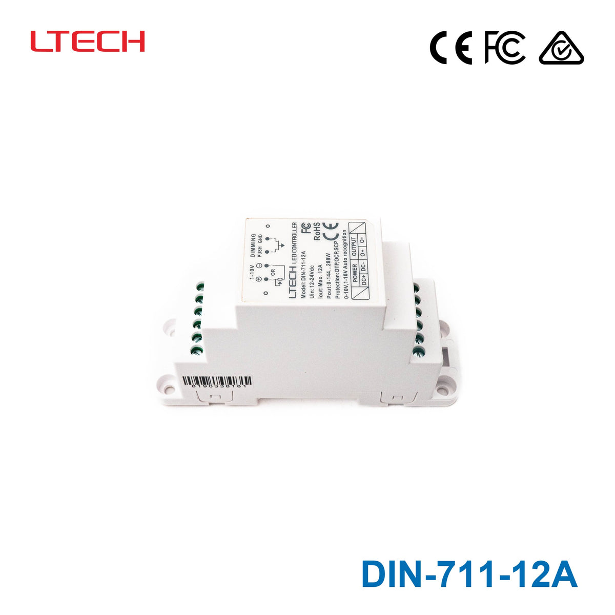 Ltech DIN-711-12A Din Rail  1-10V LED Controller 12A