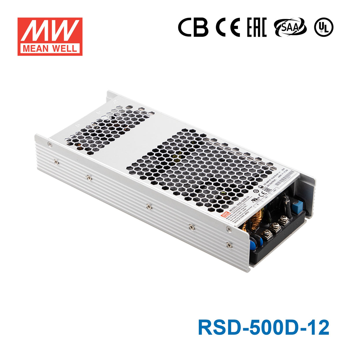 Mean Well RSD-500D-12 DC-DC Converter - 420W 67.2-154V DC in 12V out 35A