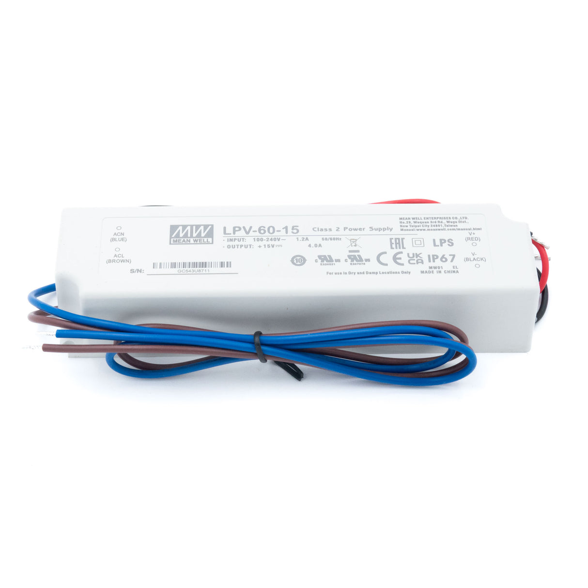 Mean Well LPV-60-15 Power Supply 60W 15V - PHOTO 1