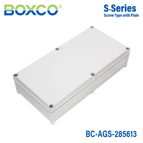 Boxco S-Series 11.02 x 22.05 x 5.12 Inches(280x560x130mm) Plastic Enclosure, IP67, IK08, ABS, Grey Cover, Screw Type