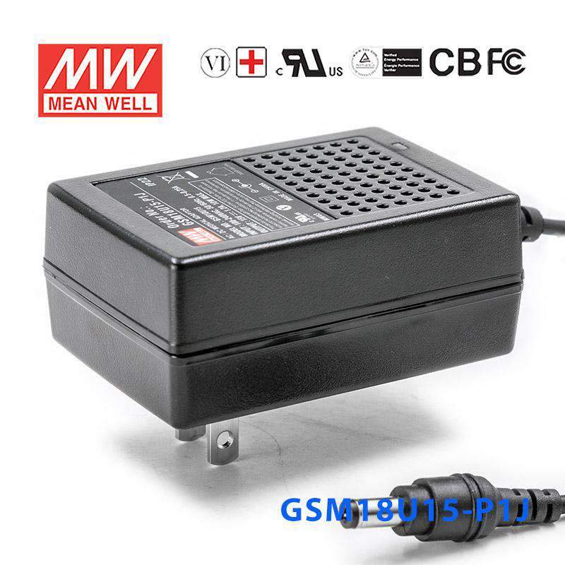 Mean Well GSM18U15-P1J Power Supply 18W 15V 1.2A