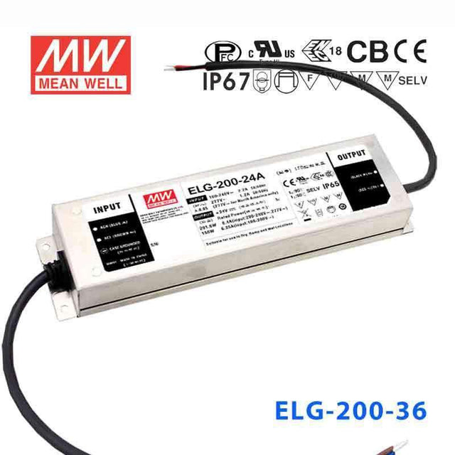 Mean Well ELG-200-36AB Power Supply 200W 36V - Adjustable and Dimmable