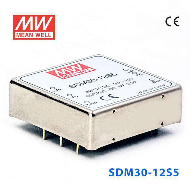 Mean Well SDM30-12S5 DC-DC Converter - 25W - 9.2~18V in 5V out