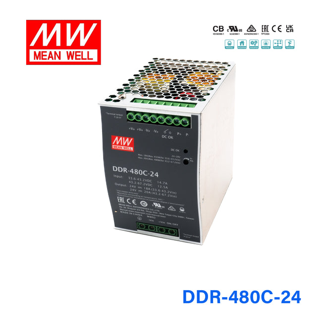 Mean Well DDR-480C-24 DC-DC Converter - 480W - 33.6~67.2V in 24V out