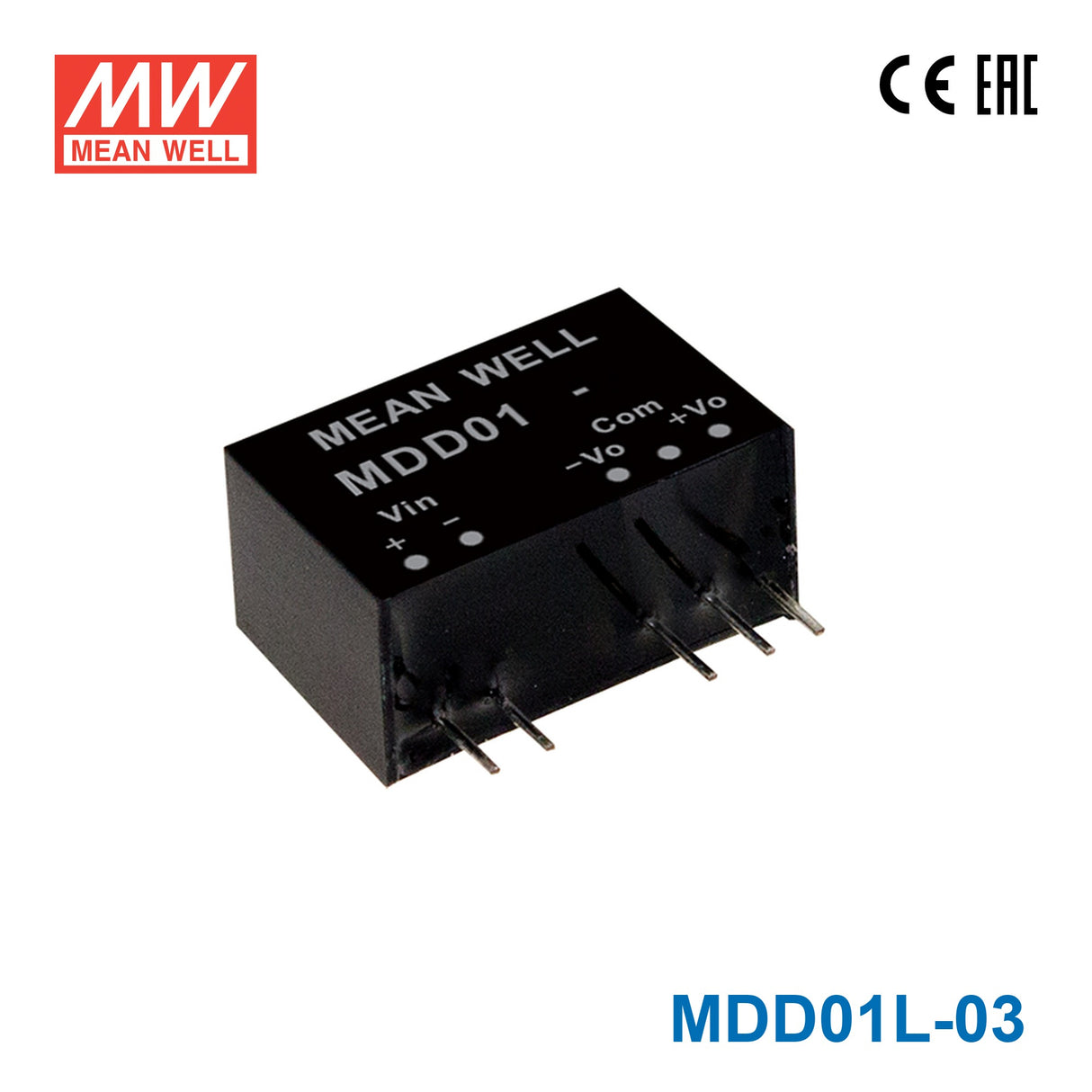 Mean Well MDD01L-03 DC-DC Medical Grade Unregulated Converter 260mA