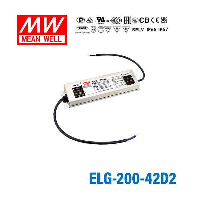 Mean Well ELG-200-42D2 AC-DC Single output LED Driver Mix Mode (CV+CC) with PFC 4.76A