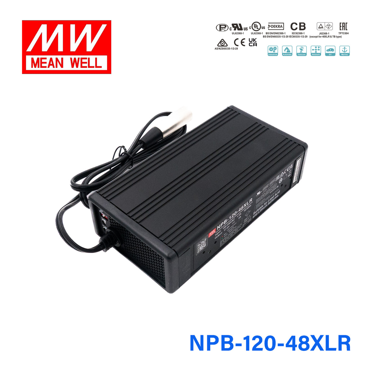 Mean Well NPB-120-48XLR Battery Charger 120W 48V 3 Pin Power Pin