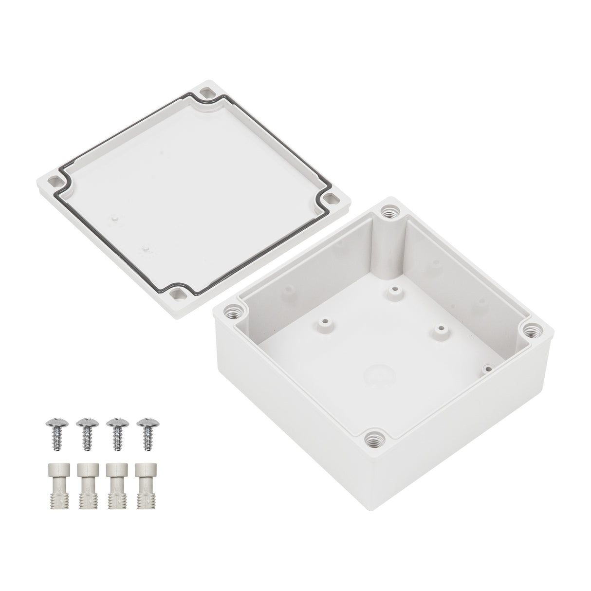 Boxco M-Series 5.12 x 5.12 x 2.36 Inches(130 x 130 x 60mm) Plastic Enclosure, IP67, IK08, PC, Grey Cover, Screw Type - PHOTO 3