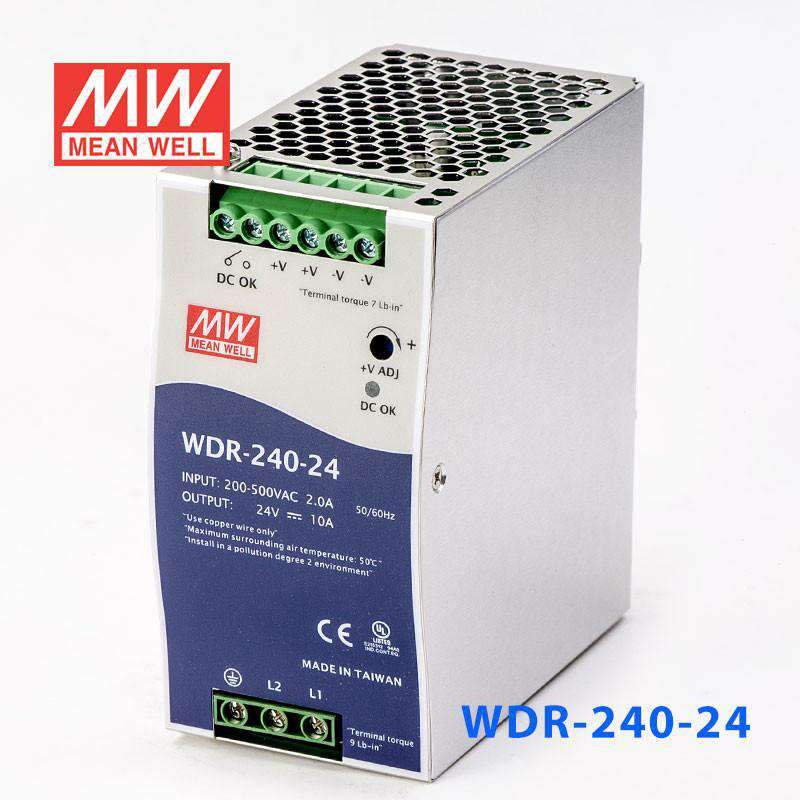 Mean Well WDR-240-24 Single Output Industrial Power Supply 240W 24V - DIN Rail - PHOTO 1