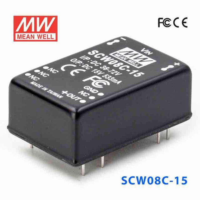 Mean Well SCW08C-15 DC-DC Converter - 8W 36~72V DC in 15V out