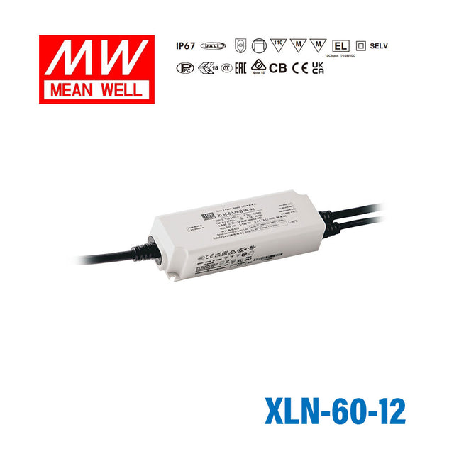 Mean Well XLN-60-12 LED Driver 60W 12V IP67 5A