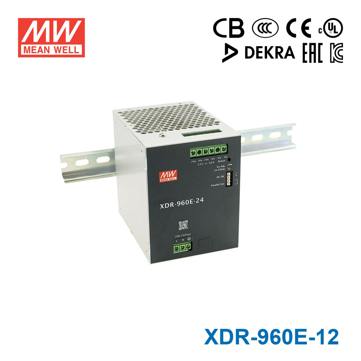 Mean Well XDR-960E-12 Economical Ultra Slim Din Rail Power Supply 960W 12V