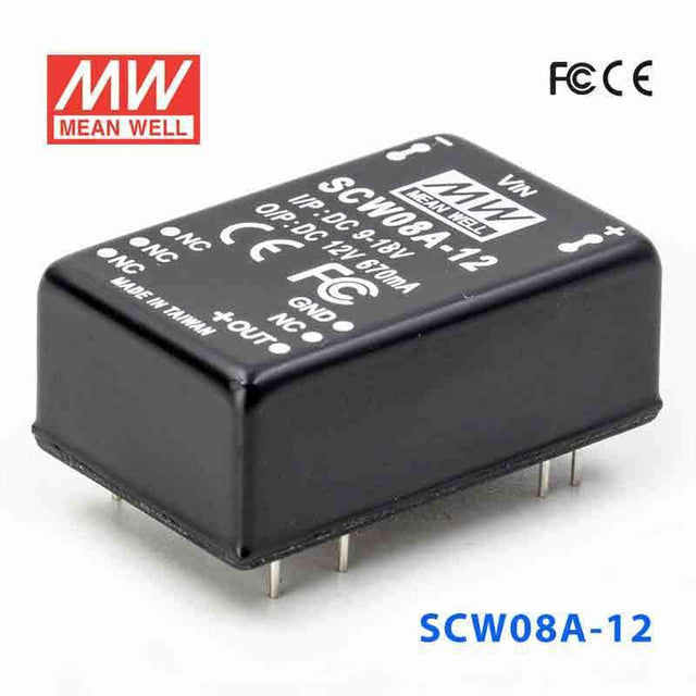 Mean Well SCW08A-12 DC-DC Converter - 8W 9~18V DC in 12V out