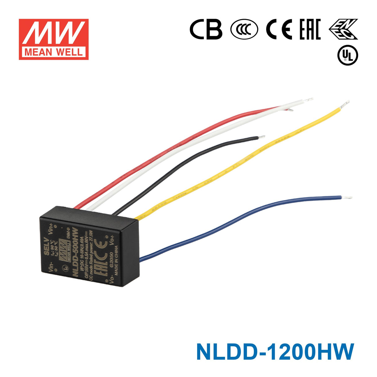 Mean Well NLDD-1200HW DC/DC LED Driver CC 1200mA - Step-down Wire Type