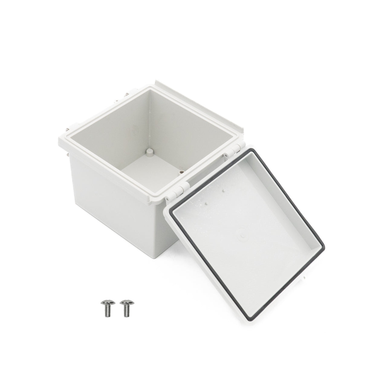 Boxco P-Series 5.91 x 5.91 x 4.72 Inches(150 x 150 x 120mm) Plastic Enclosure, IP67, IK08, PC, Grey Cover, Molded Hinge and Latch Type - PHOTO 3
