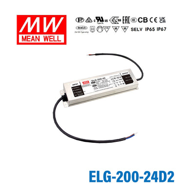 Mean Well ELG-200-24D2 AC-DC Single output LED Driver Mix Mode (CV+CC) with PFC 8.4A