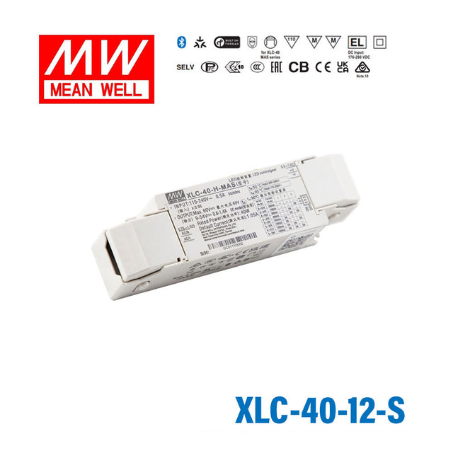 Mean Well XLC-40-12-S LED Driver 40.8W 12V with Strain-relief