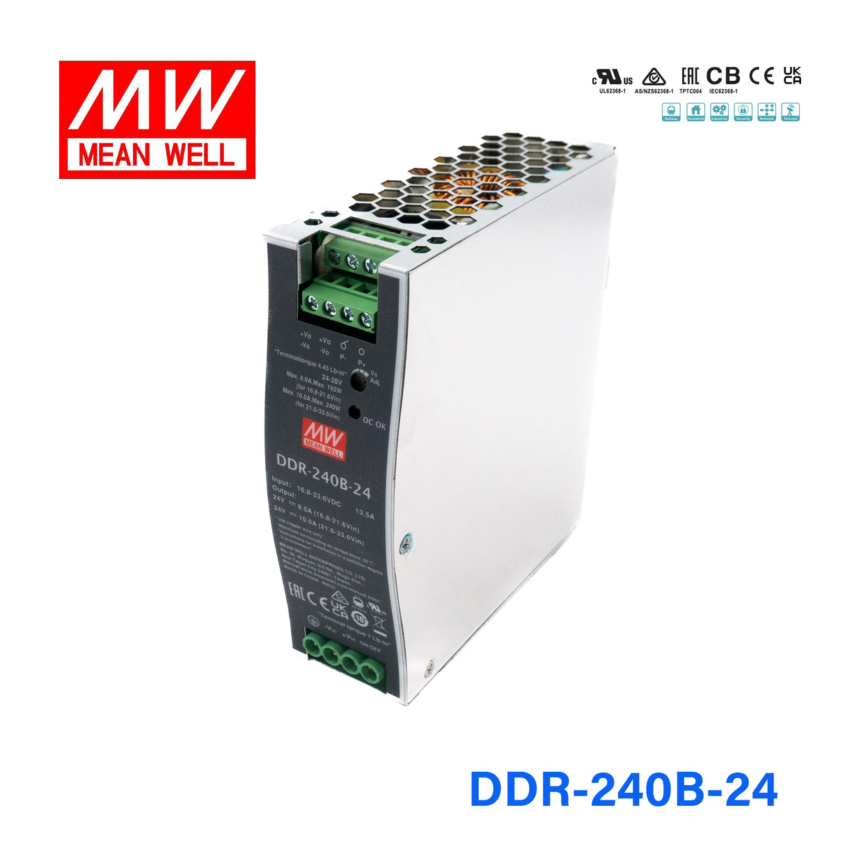 Mean Well DDR-240B-24 DC-DC Converter - 240W - 16.8~33.6V in 24V out