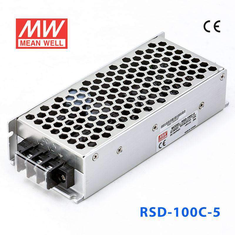 Mean Well RSD-100C-5 DC-DC Converter - 100W - 33.6~62.4V in 5V out