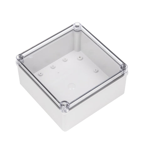 Boxco S-Series 7.87 x 7.87 x 3.94 Inches(200x200x100mm) Plastic Enclosure, IP67, IK08, ABS, Transparent Cover, Screw Type - PHOTO 1