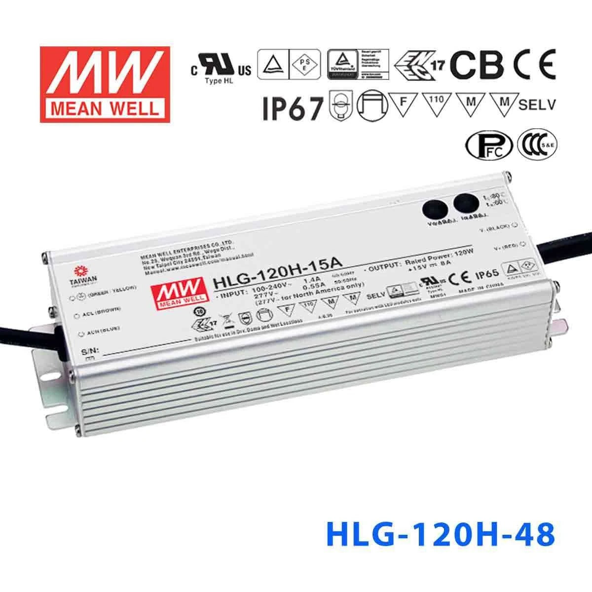 Mean Well HLG-120H-48 Power Supply 120W 48V 2.5A