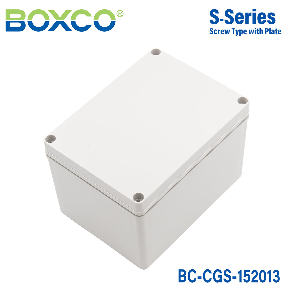Boxco S-Series 5.91 x 7.87 x 5.12 Inches(150x200x130mm) Plastic Enclosure, IP67, IK08, PC, Grey Cover, Screw Type
