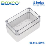 Boxco S-Series 5.91 x 9.84 x 5.12 Inches(150x250x130mm) Plastic Enclosure, IP67, IK08, ABS, Transparent Cover, Screw Type