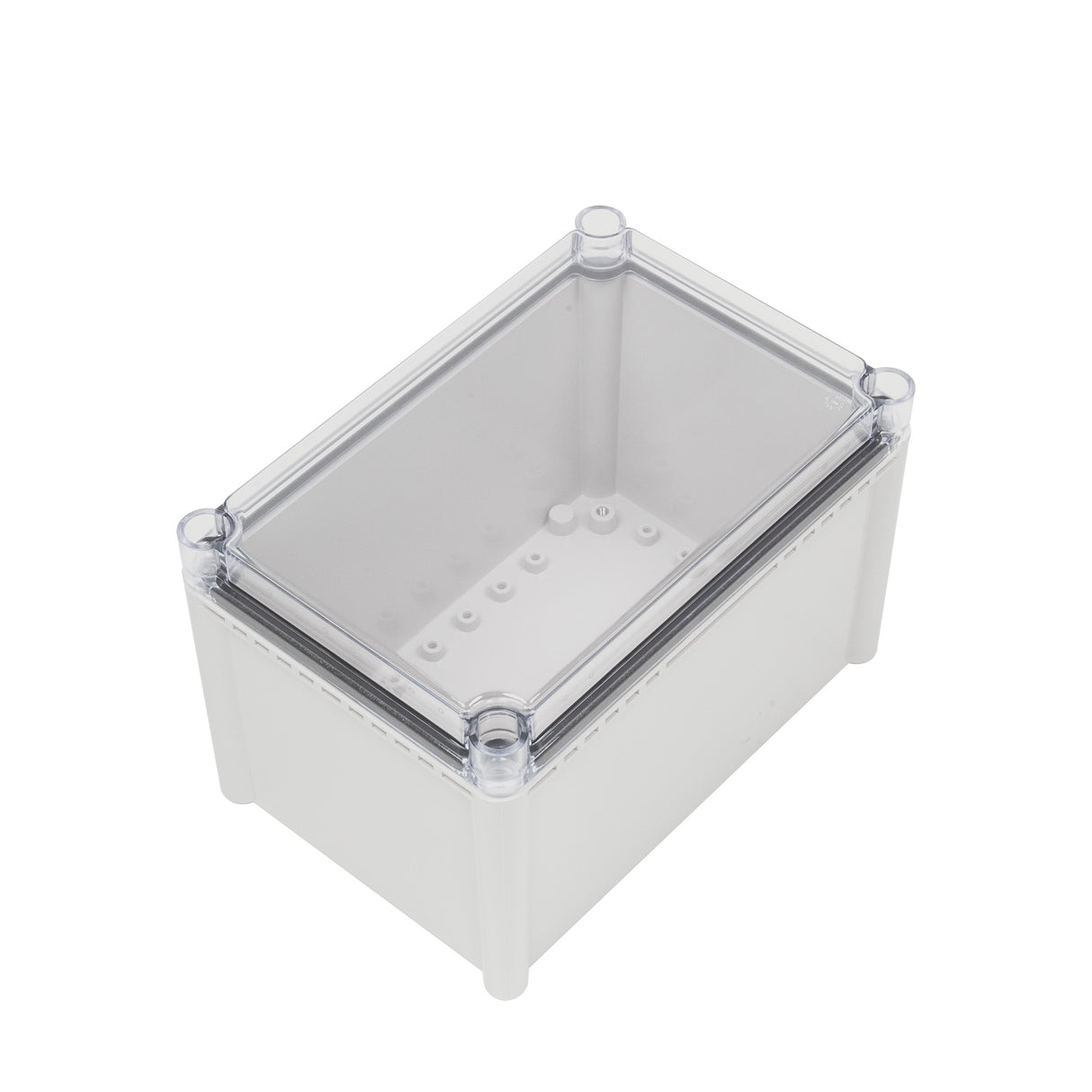 Boxco S-Series 7.48 x 11.02 x 7.09 Inches(190x280x180mm) Plastic Enclosure, IP67, IK08, PC, Transparent Cover, Screw Type - PHOTO 1