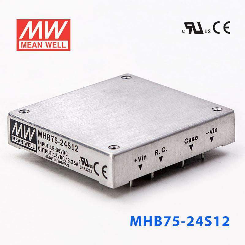 Mean Well MHB75-24S12 DC-DC Converter - 75W - 18~36V in 12V out