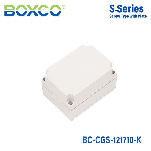 Boxco S-Series 4.92 x 6.89 x 3.94 Inches(125 x 175 x 100mm) Plastic Enclosure, IP67, IK08, PC, Grey Cover, Screw Type