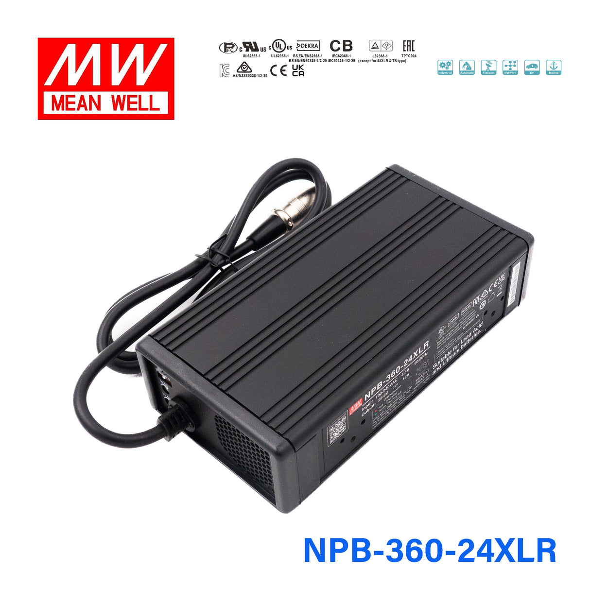 Mean Well NPB-360-24XLR Battery Charger 360W 24V 3 Pin Power Pin