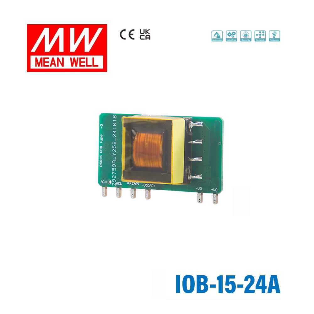 Mean Well IOB-15-24A AC-DC On Board Type Power Module 15W 24V, Gold Finger PCB