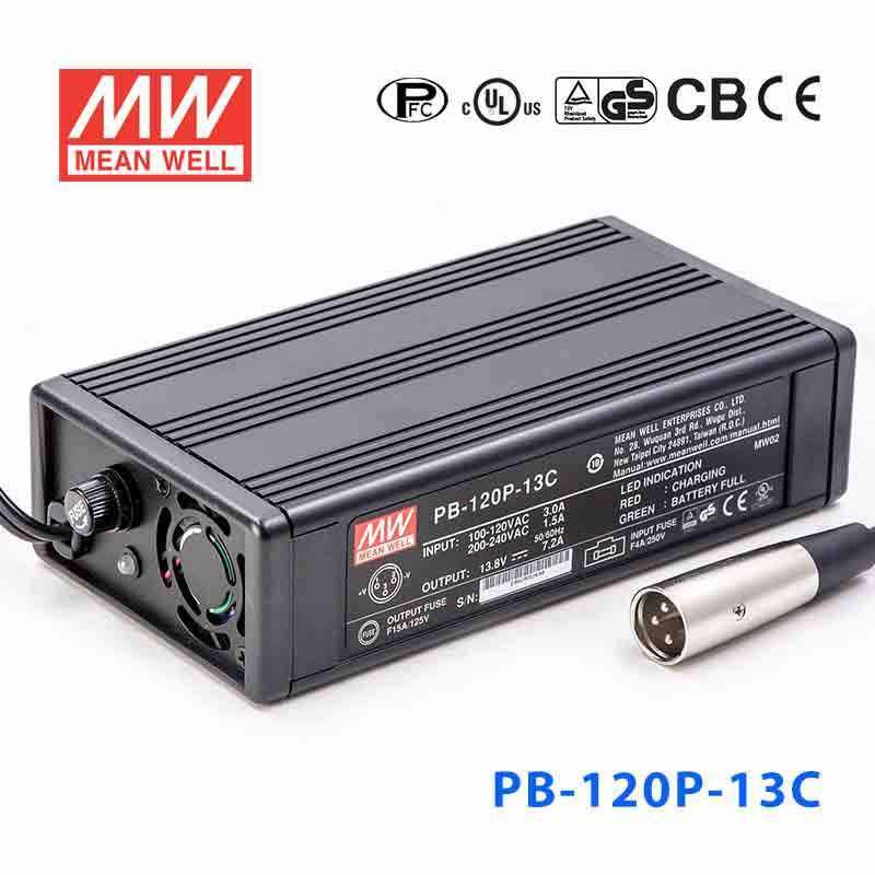 Mean Well PB-120P-13C Portable Battery Chargers 99.36W 13.8V 7.2A - Single Output Power Supply