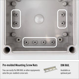 Boxco P-Series 6.30 x 8.27 x 3.94 Inches(160 x 210 x 100mm) Plastic Enclosure, IP67, IK08, ABS, Grey Cover, Molded Hinge and Latch Type