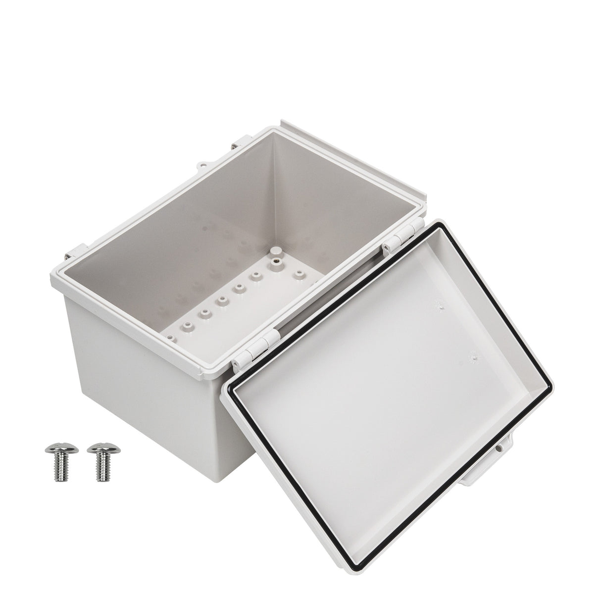 Boxco P-Series 7.87 x 11.81 x 7.09 Inches(200 x 300 x 180mm) Plastic Enclosure, IP67, IK08, ABS, Grey Cover, Molded Hinge and Latch Type