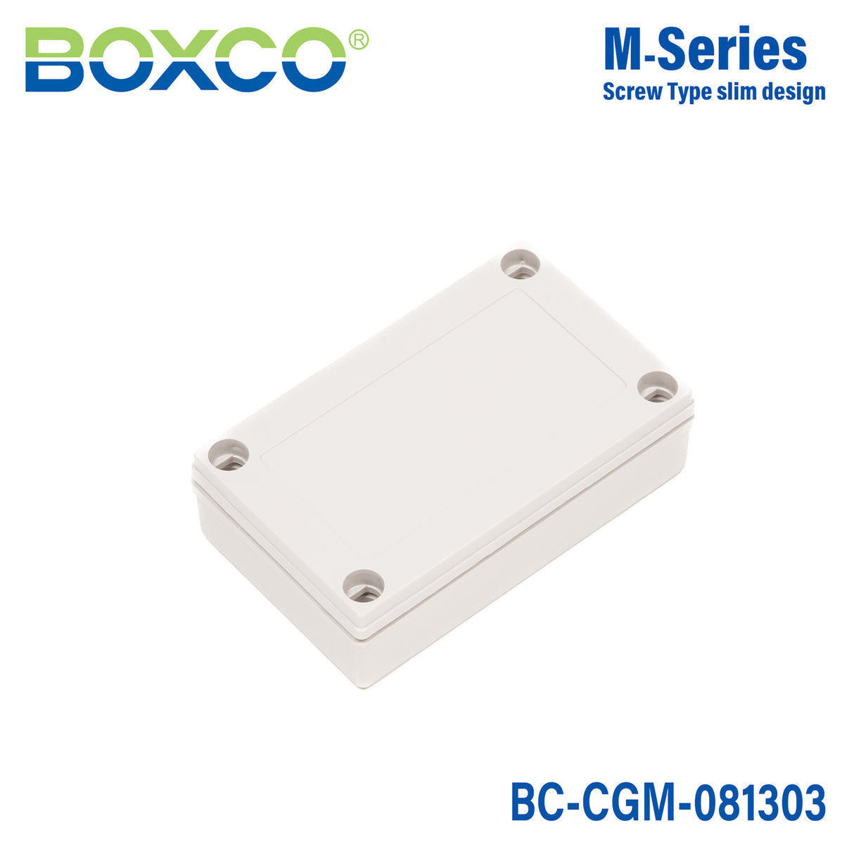 Boxco M-Series 3.15 x 5.12 x 1.38 Inches(80 x 130 x 35mm) Plastic Enclosure, IP67, IK08, PC, Grey Cover, Screw Type