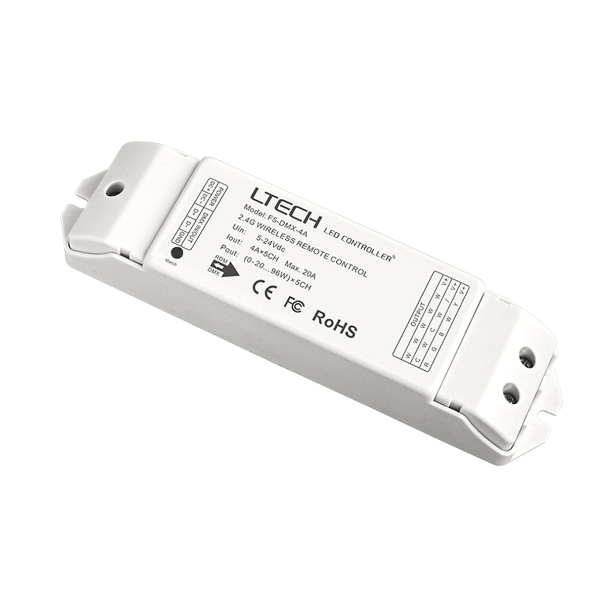 Ltech F5-DMX-4A Wireless RF Constant Voltage Controller - 5 Channel